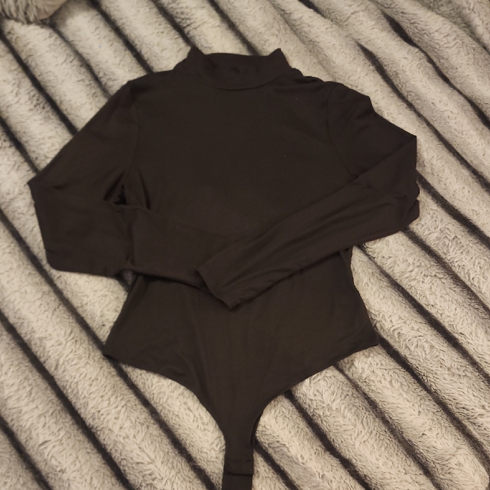 Iris Black Long Sleeve Thong Bodysuit